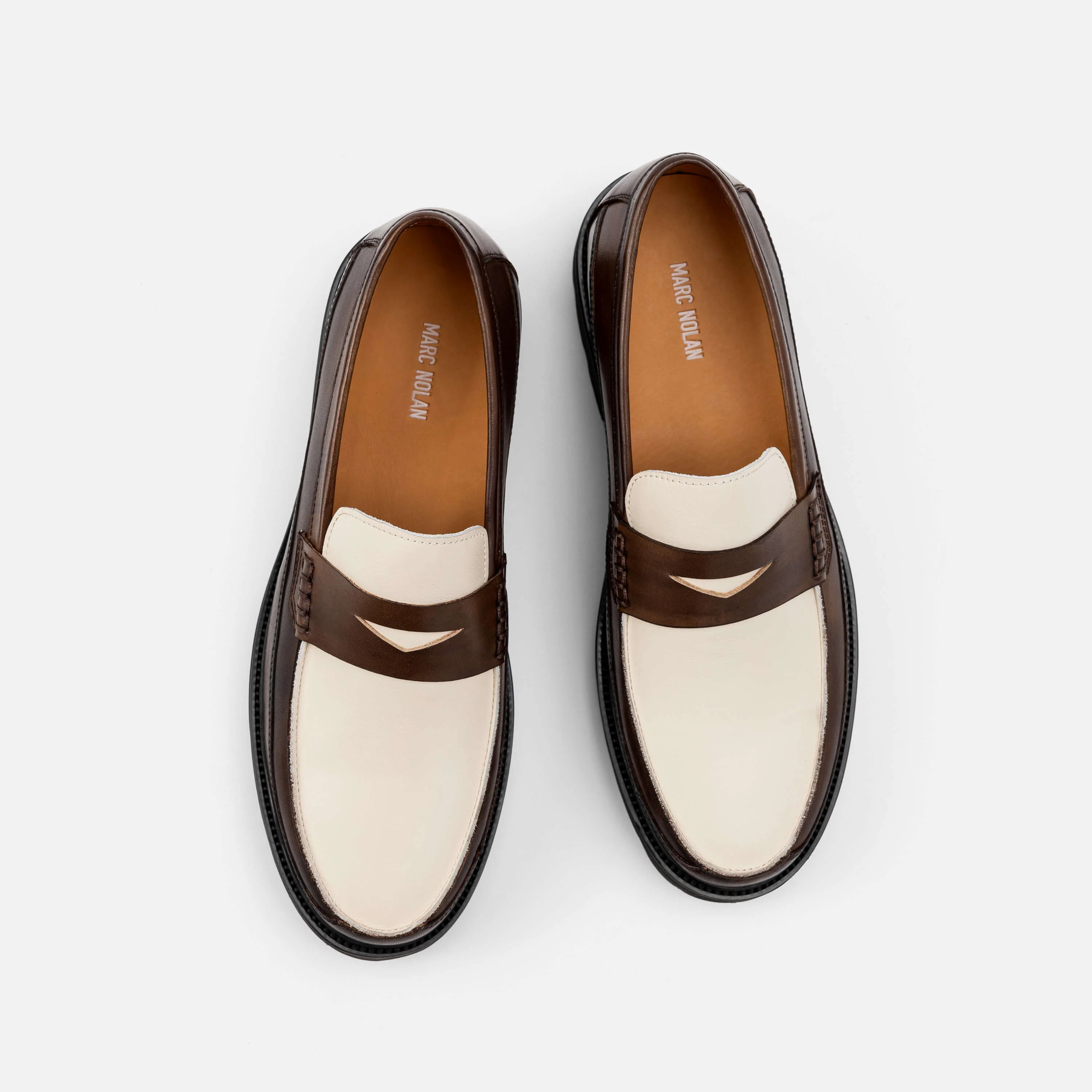 Adler Brown/White Leather Lug Penny Loafers - Image 5