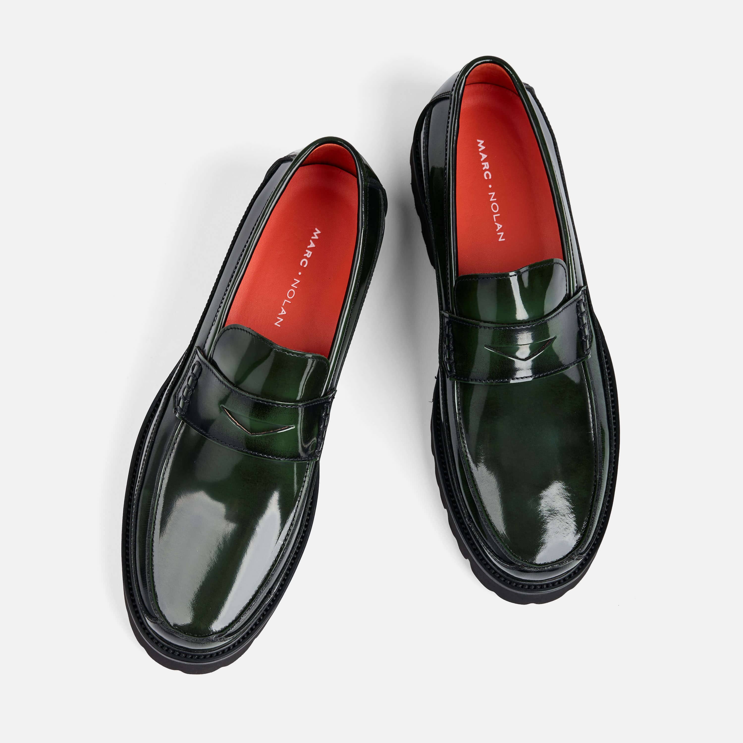 Adler Dark Green Patent Leather Penny Loafers - Image 5