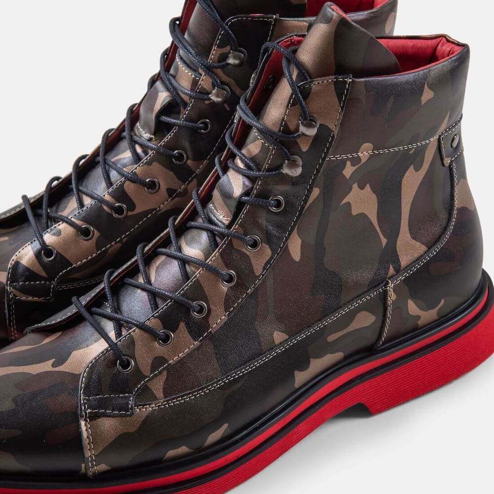 Aiden Camo Leather Combat Boots - Image 3