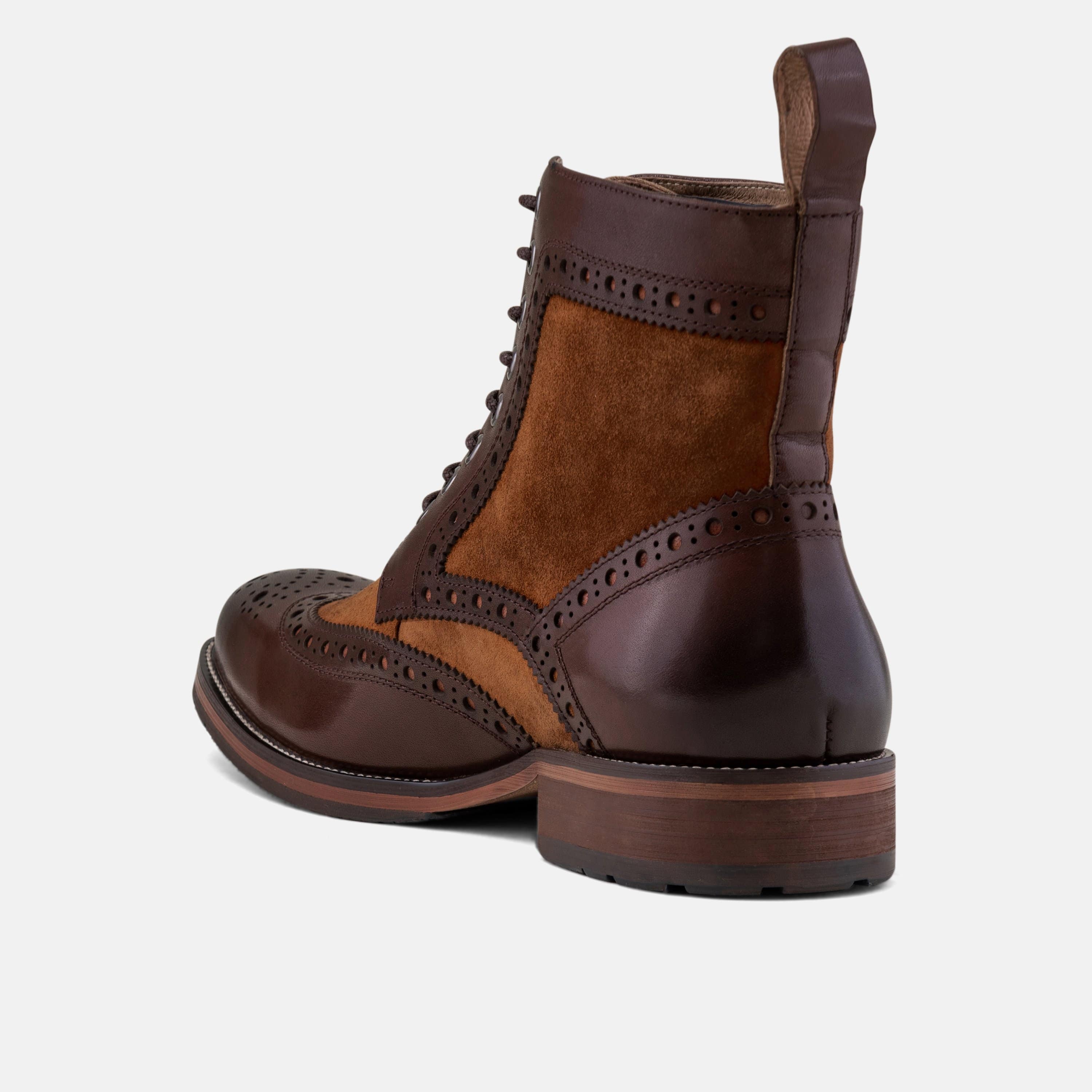 Belmont Mahogany Leather Wingtip Combat Boots - Image 5
