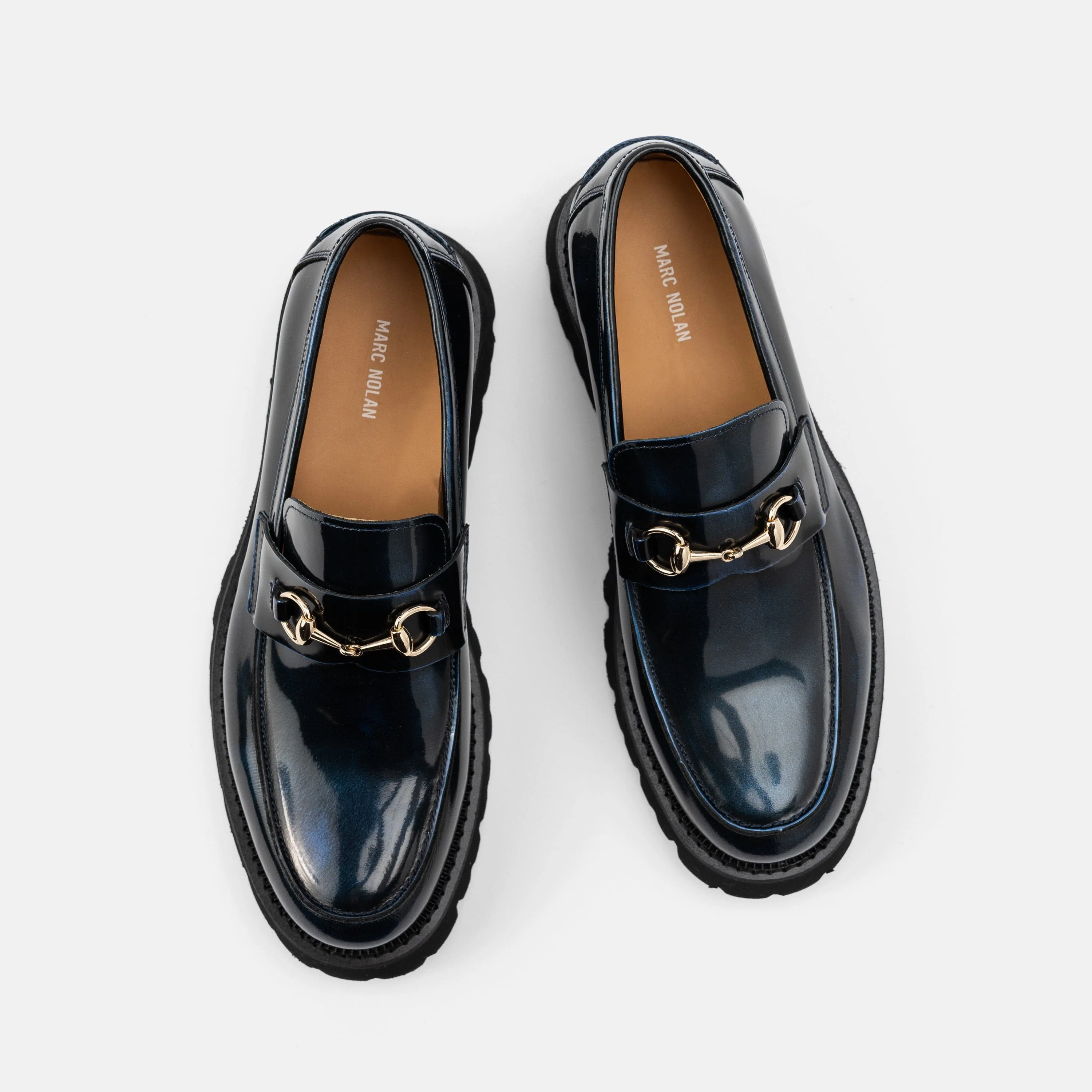 Blake Navy Patent Leather Lug Bit Loafers - Image 5