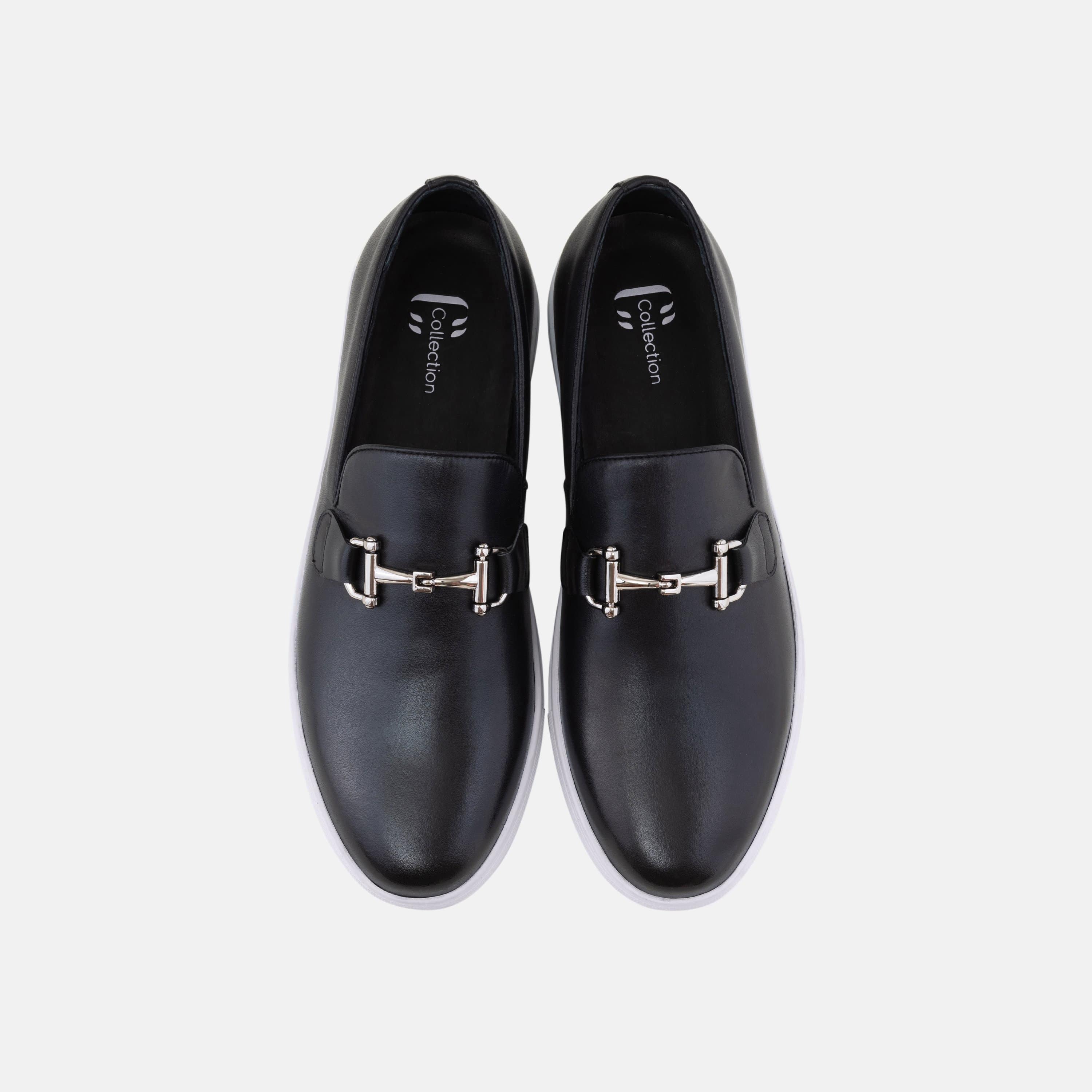 Boardwalk Black Leather Horse-Bit Sneakers - Image 4