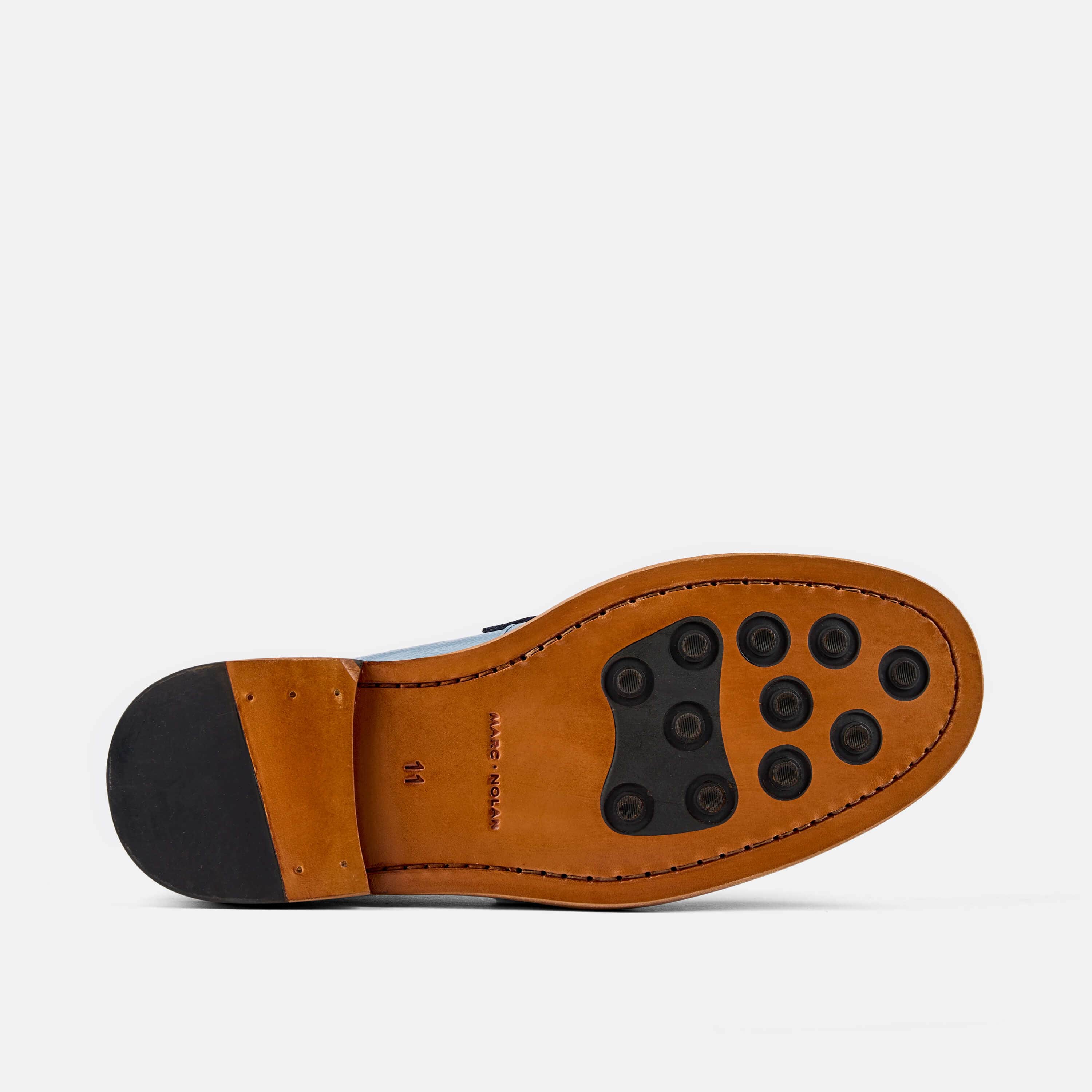 Boardwalk Blue Leather Horse-Bit Loafers - Image 5