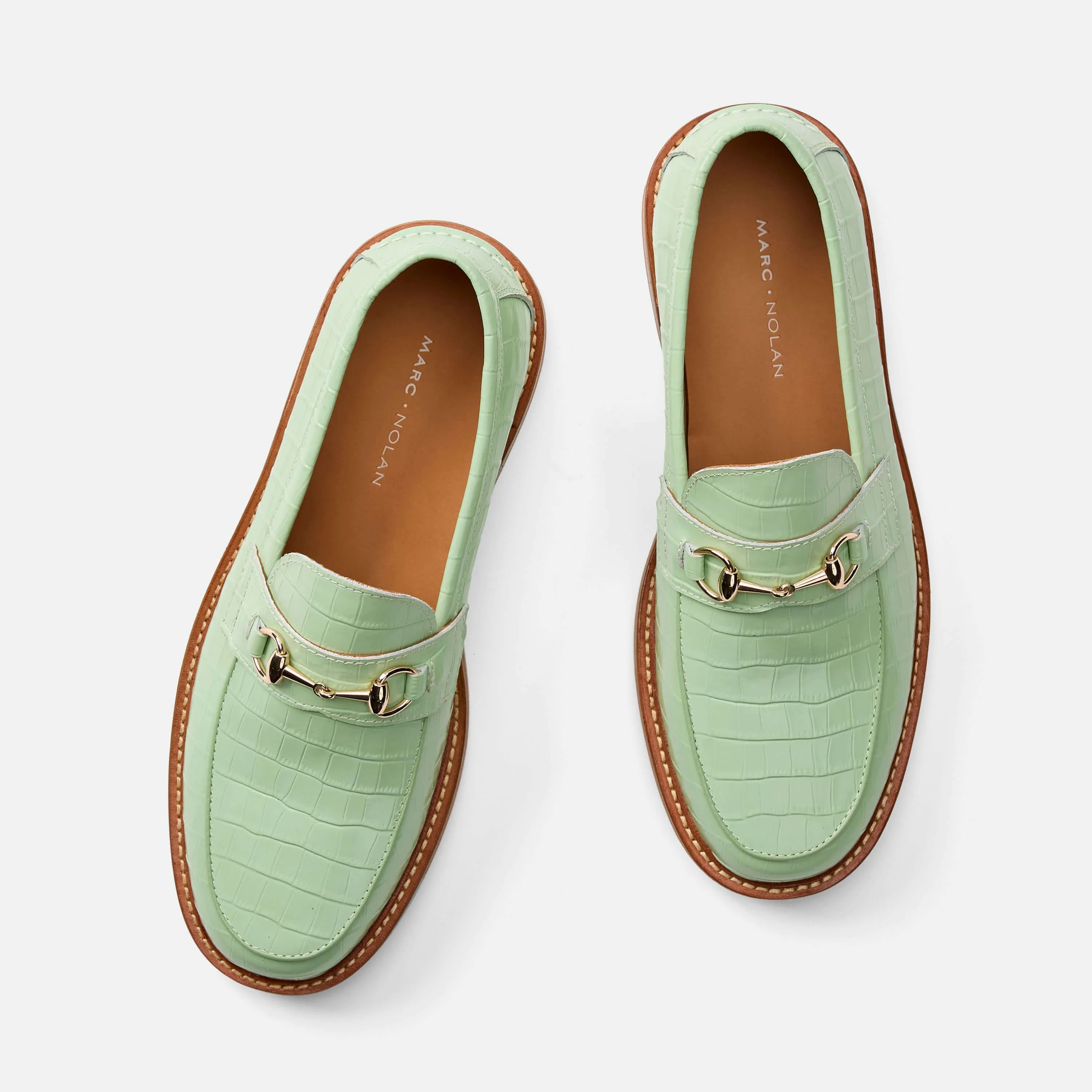 Boardwalk Mint Croc Leather Horse-Bit Loafers - Image 5