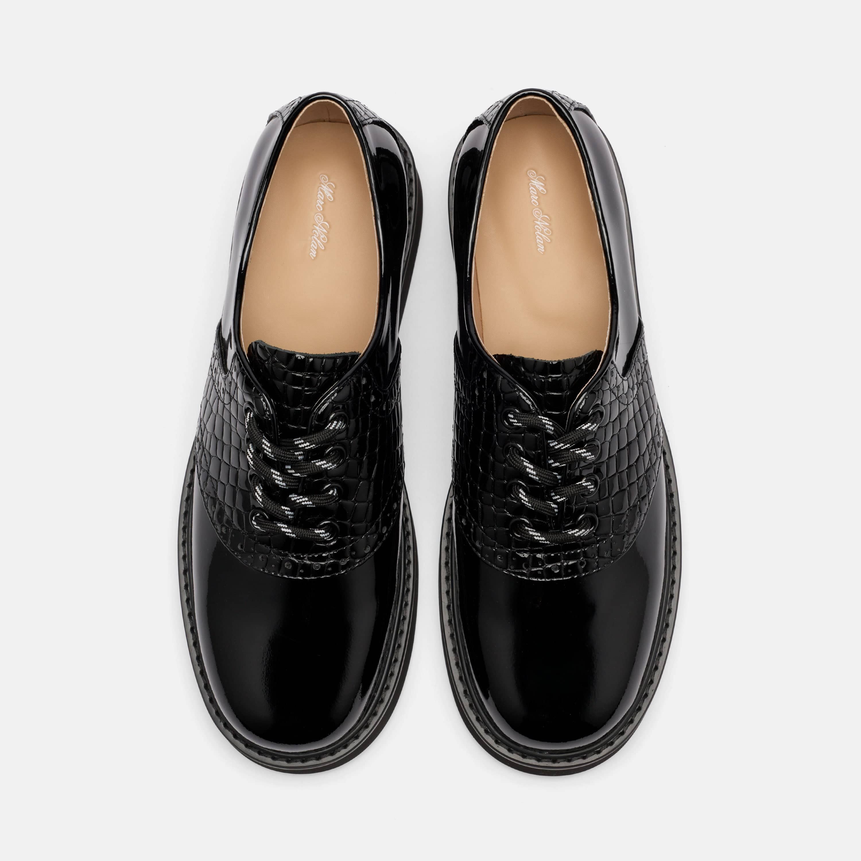 Demi Black Leather Lug Oxfords - Image 5