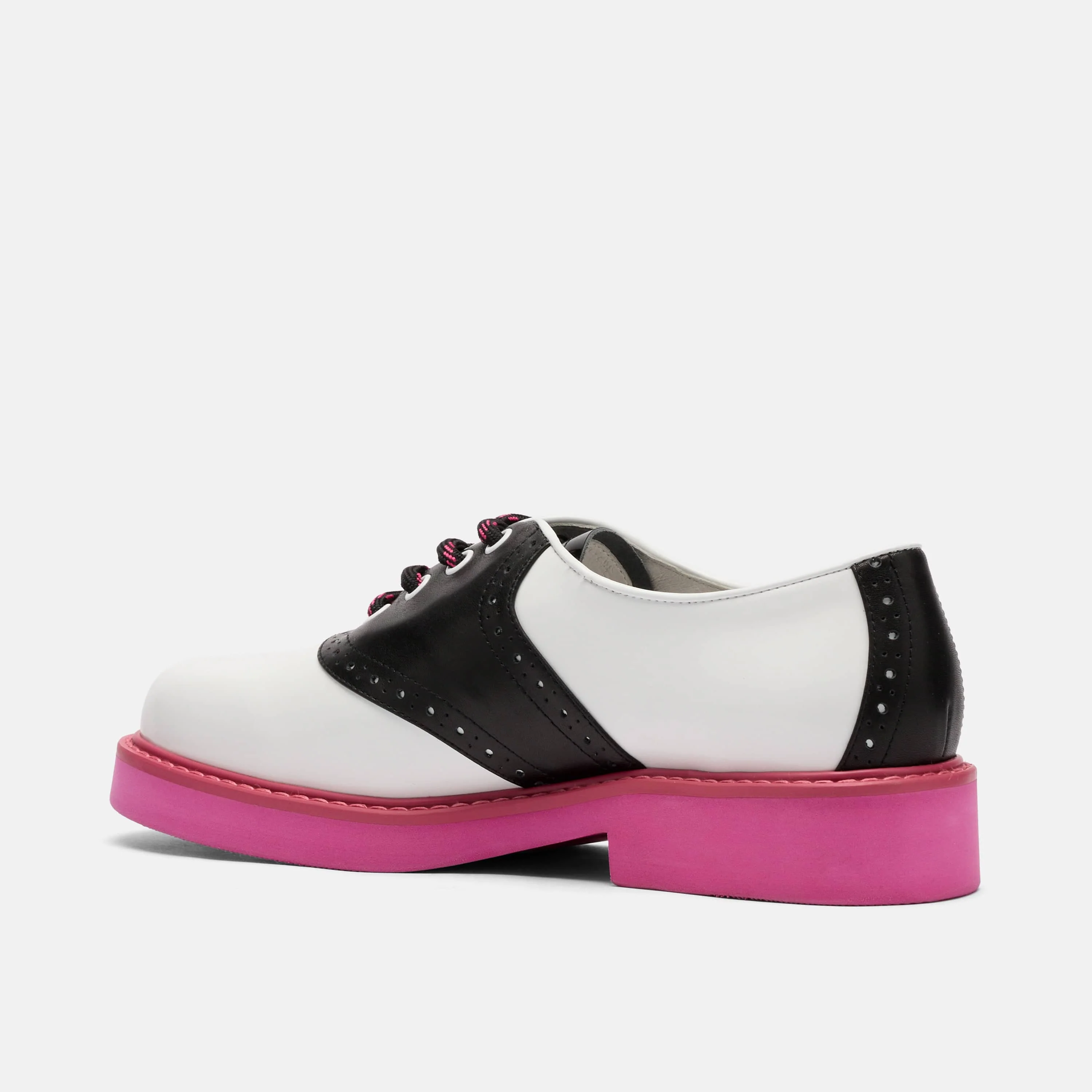 Demi White/Black Leather Lug Oxfords - Image 4