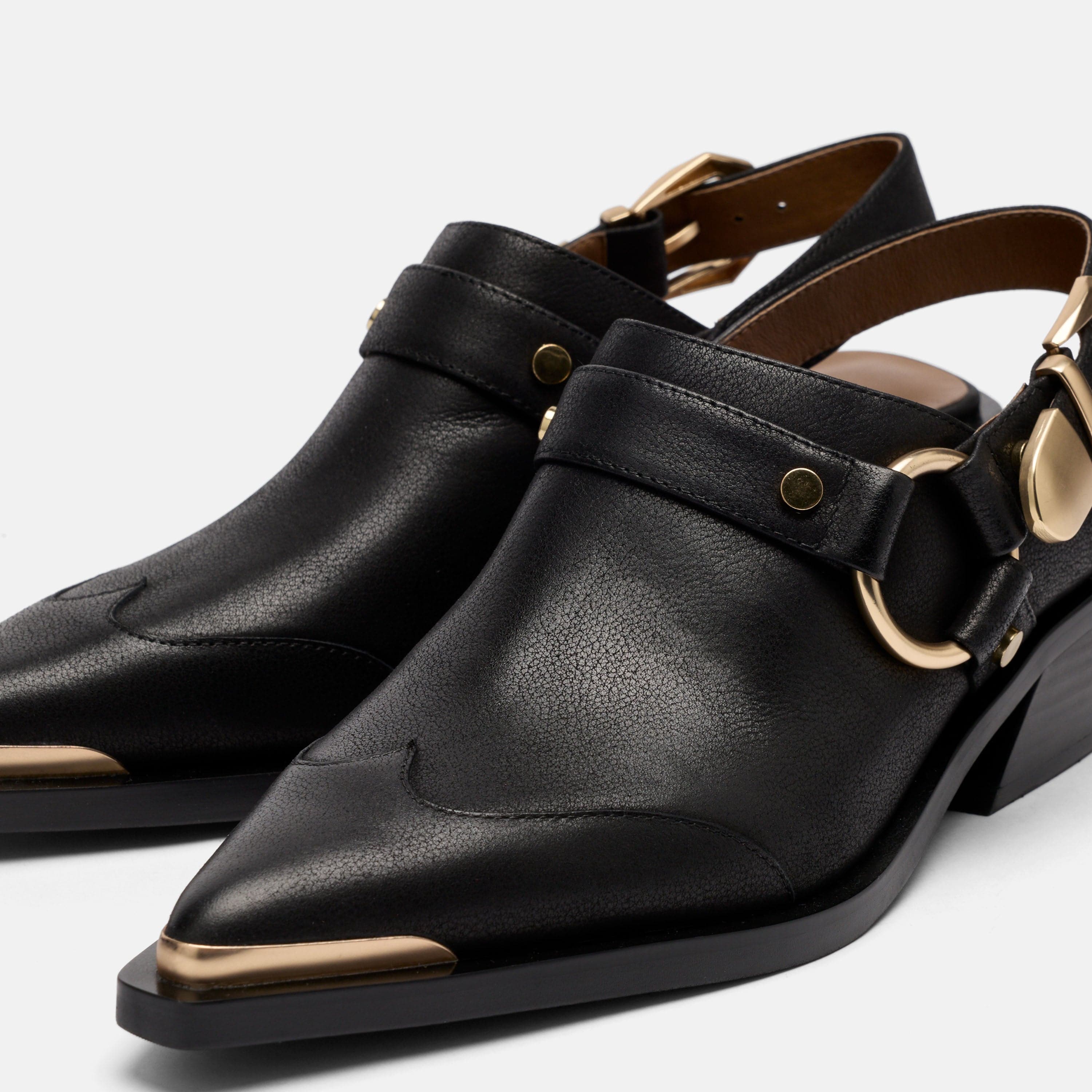 Frontier Black Leather Western Slingbacks - Image 3