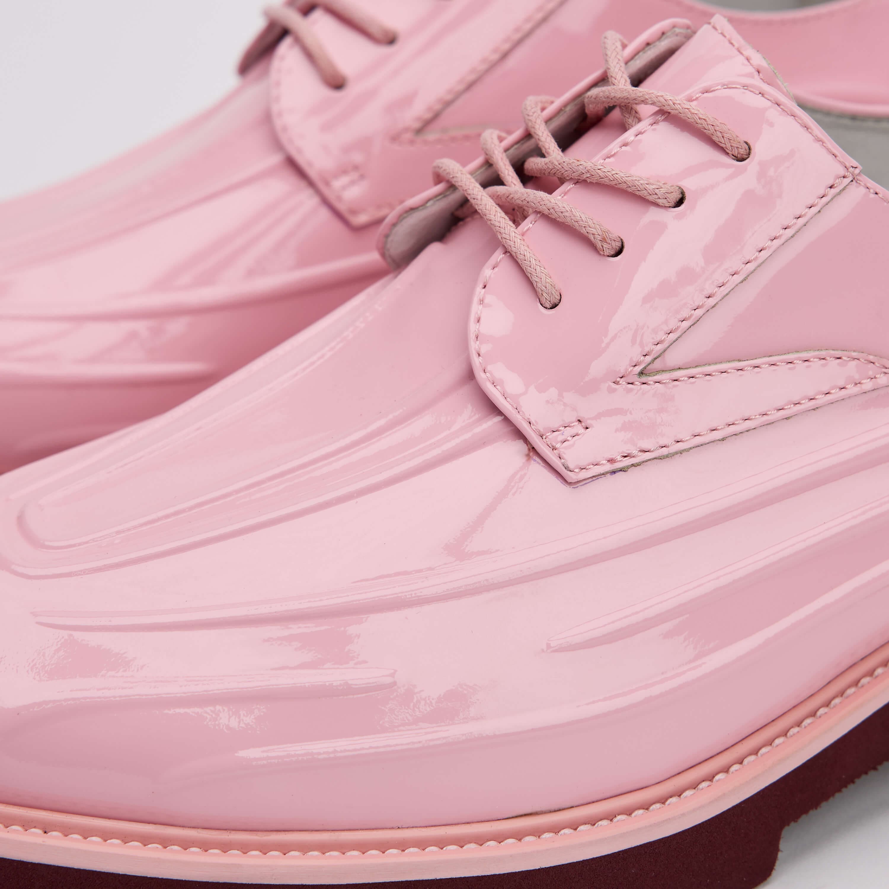 Jayden Pink Patent Leather Lug Sole Derby Shoes - Image 3