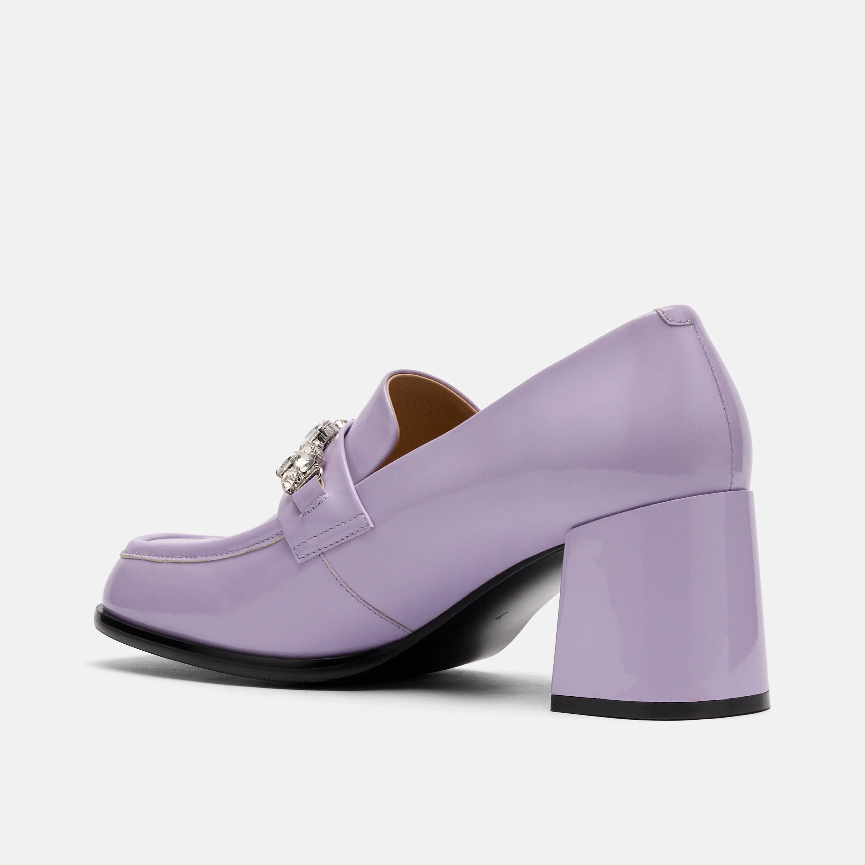 Margot Lavender Patent Leather Penny Loafer Block Pumps - Image 4