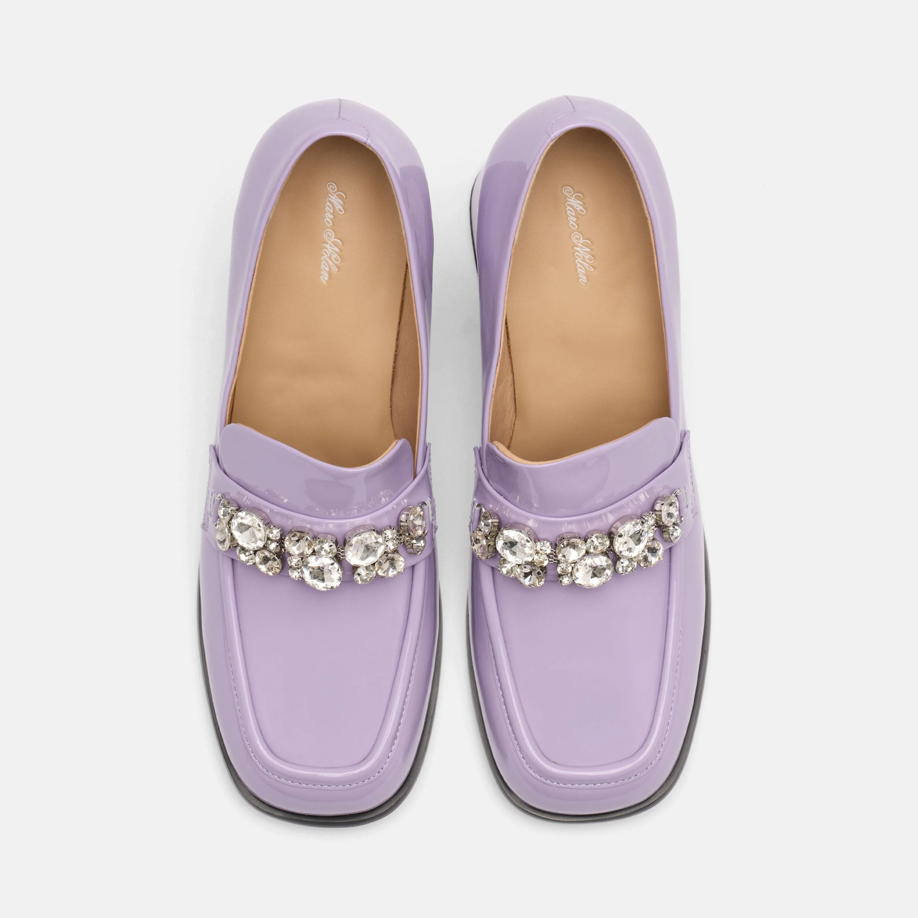 Margot Lavender Patent Leather Penny Loafer Block Pumps - Image 5