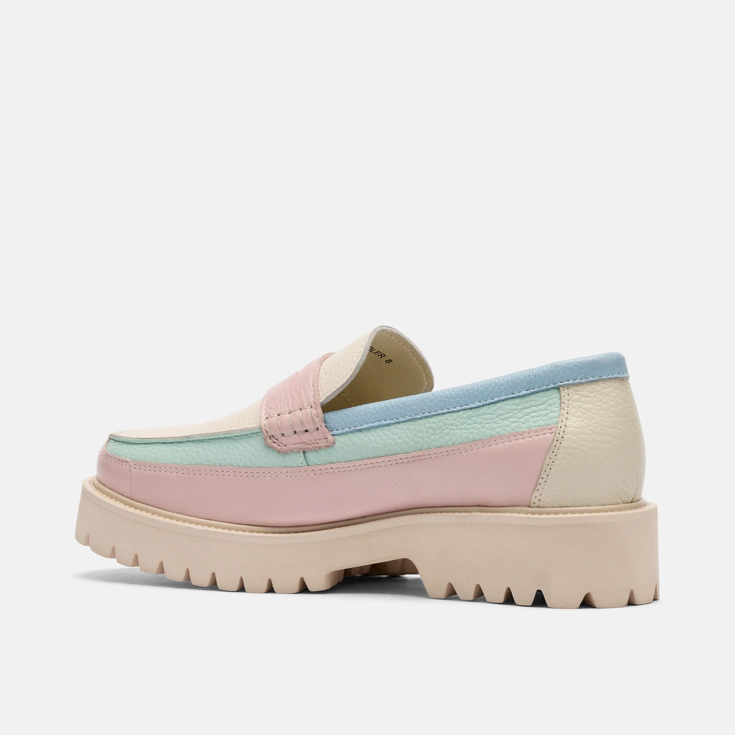 Ms. Adler Pastel Colorblock Leather Lug Penny Loafers - Image 4