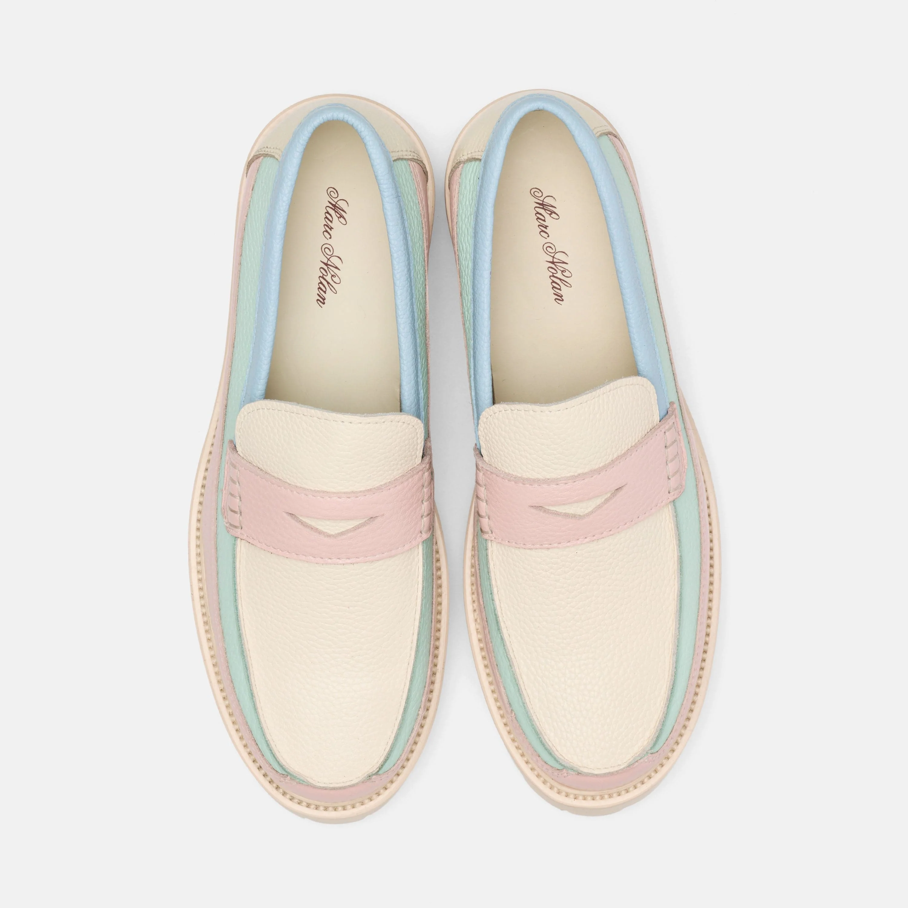 Ms. Adler Pastel Colorblock Leather Lug Penny Loafers - Image 5