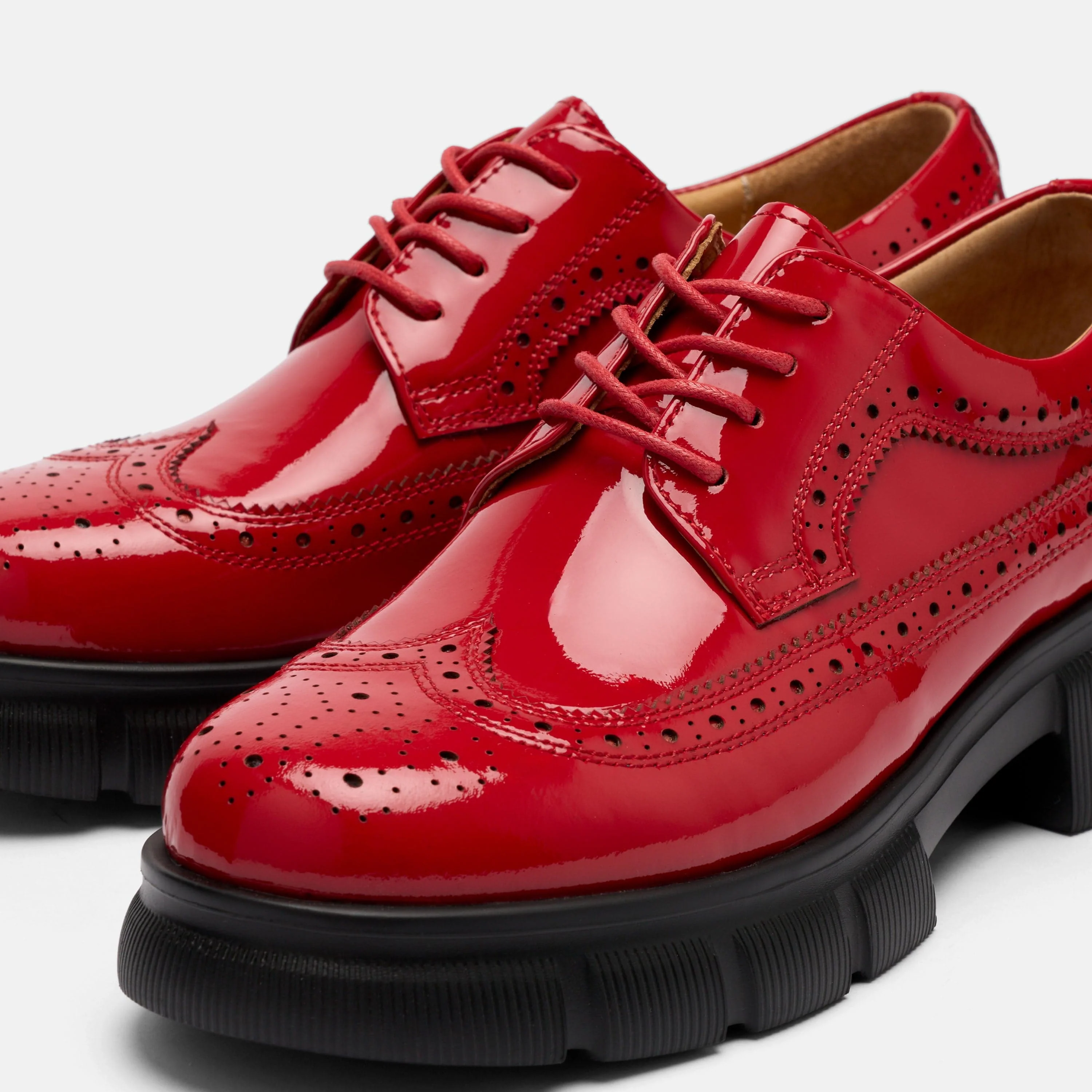 Ms. Alexander Red Patent Leather Lug Wingtip Derby - Image 3