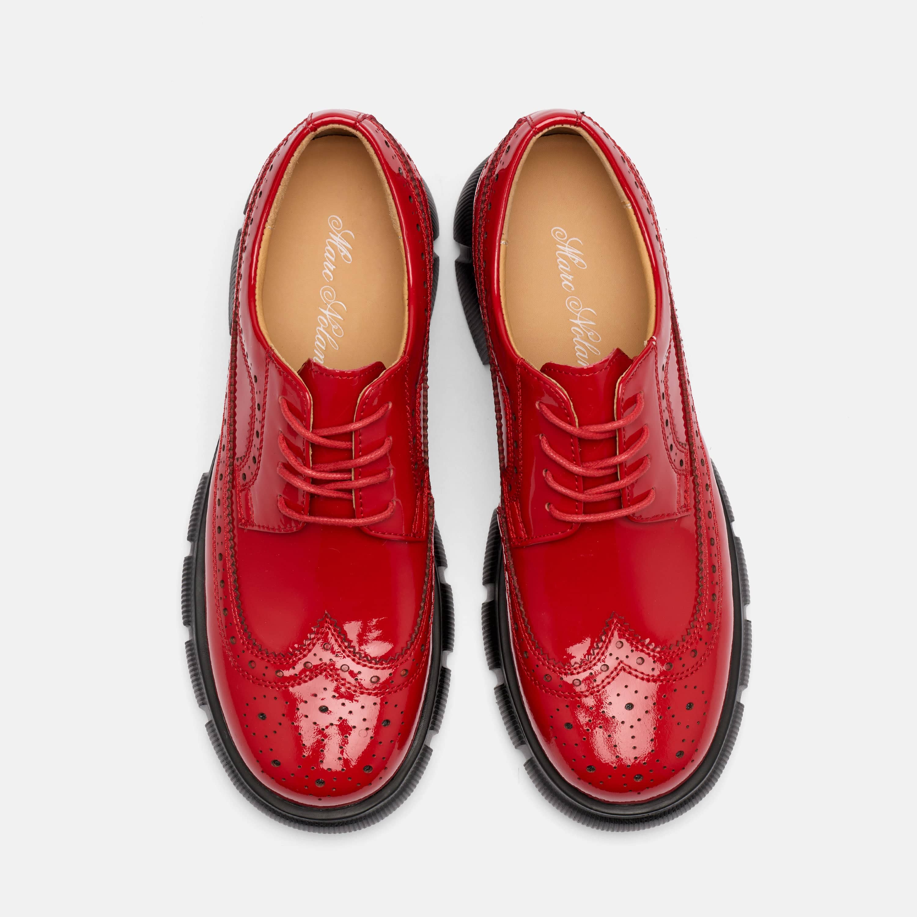 Ms. Alexander Red Patent Leather Lug Wingtip Derby - Image 5