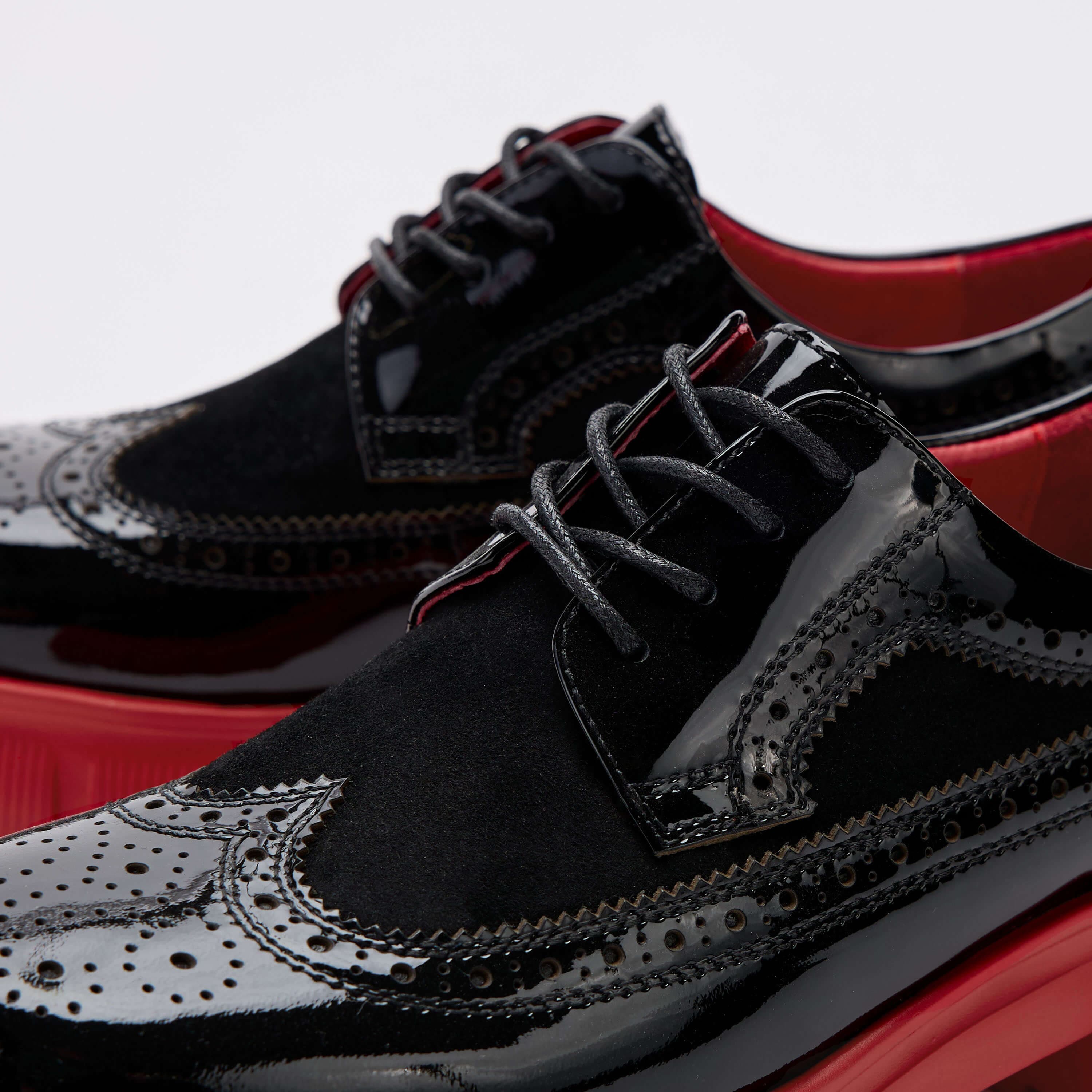 Ms. Alexander Black/Red Leather Lug Wingtip Derby - Image 3
