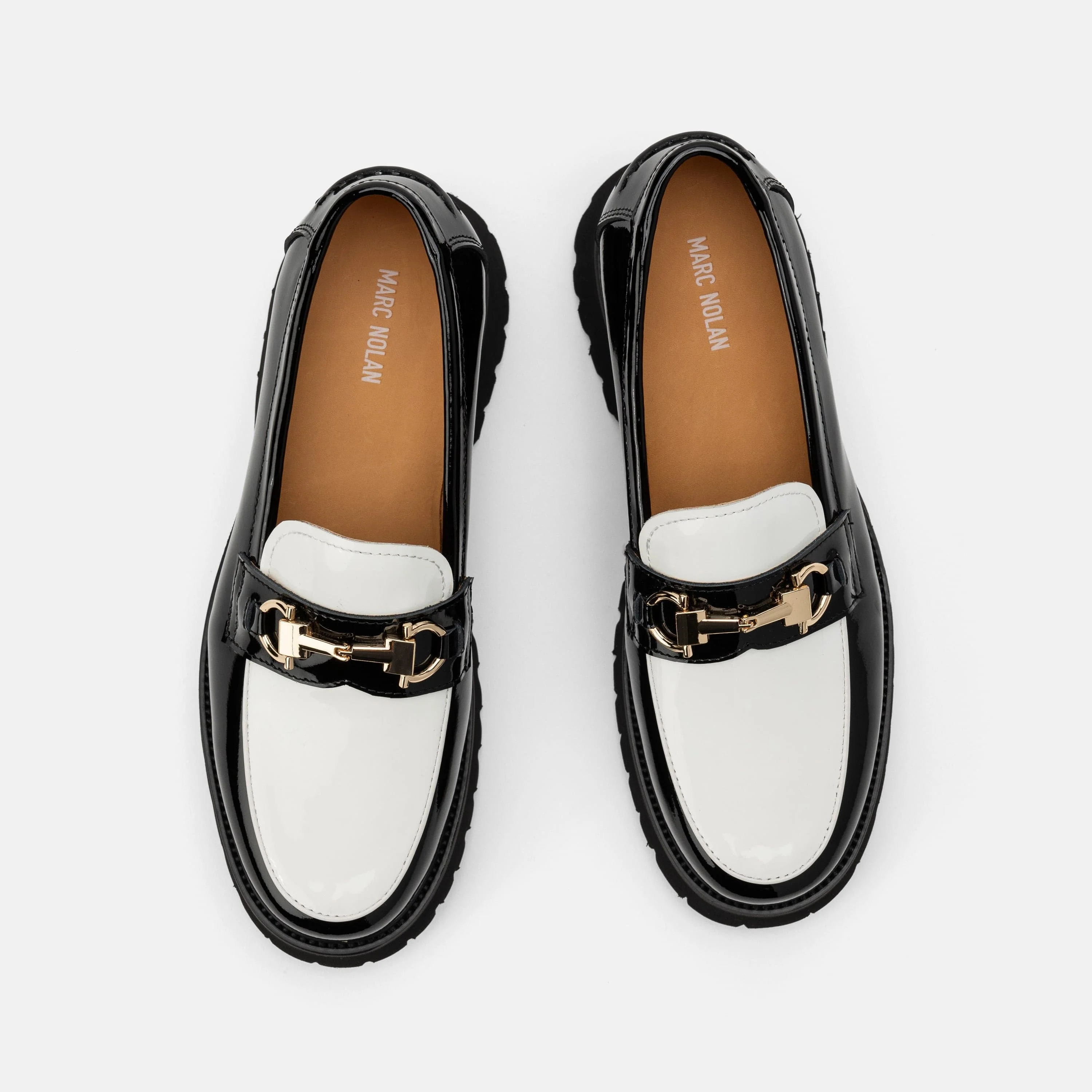 Ms. Boulevard Black/White Patent Leather Bit Loafers - Image 5