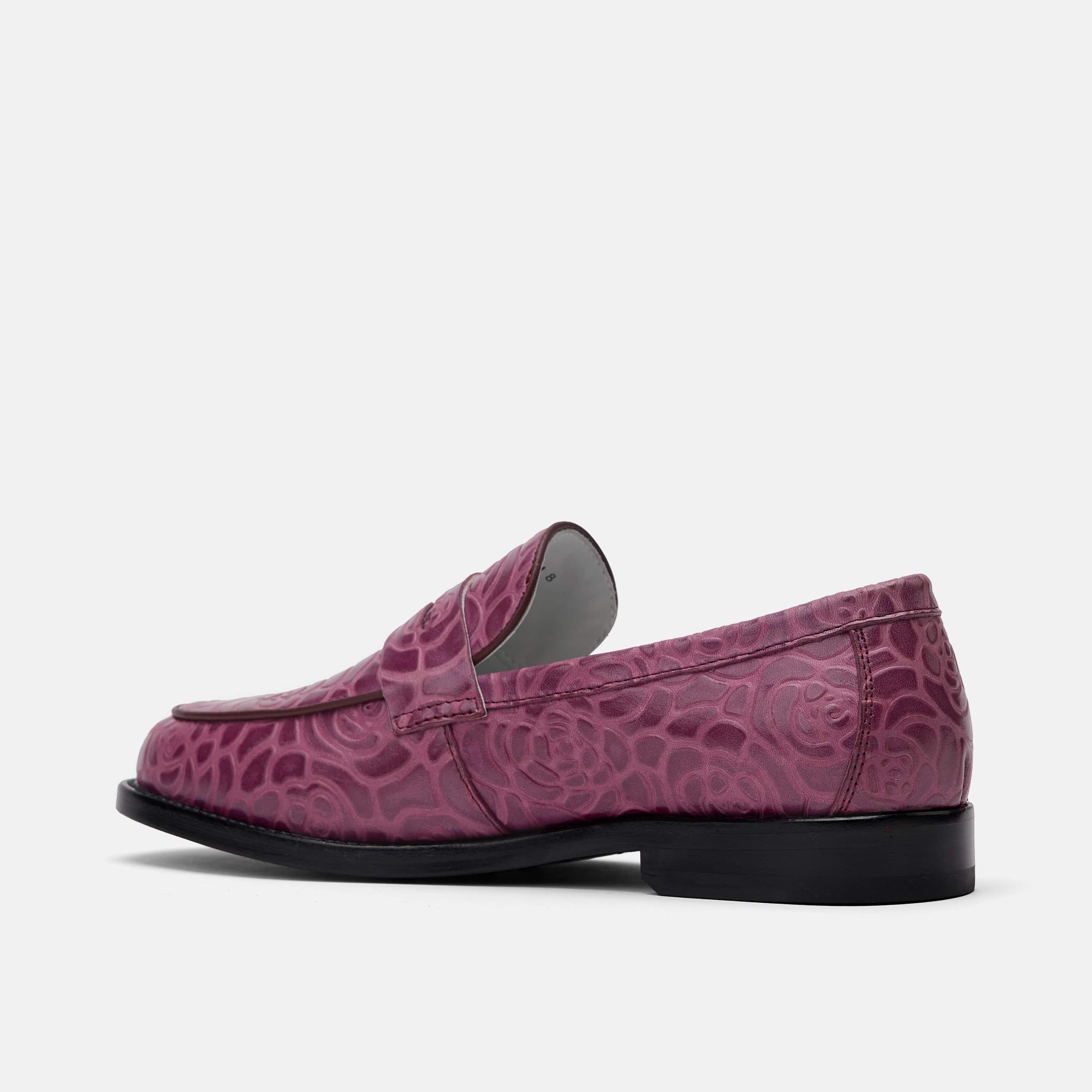 Ms. Calum Grape Floral Leather Penny Loafers - Image 4