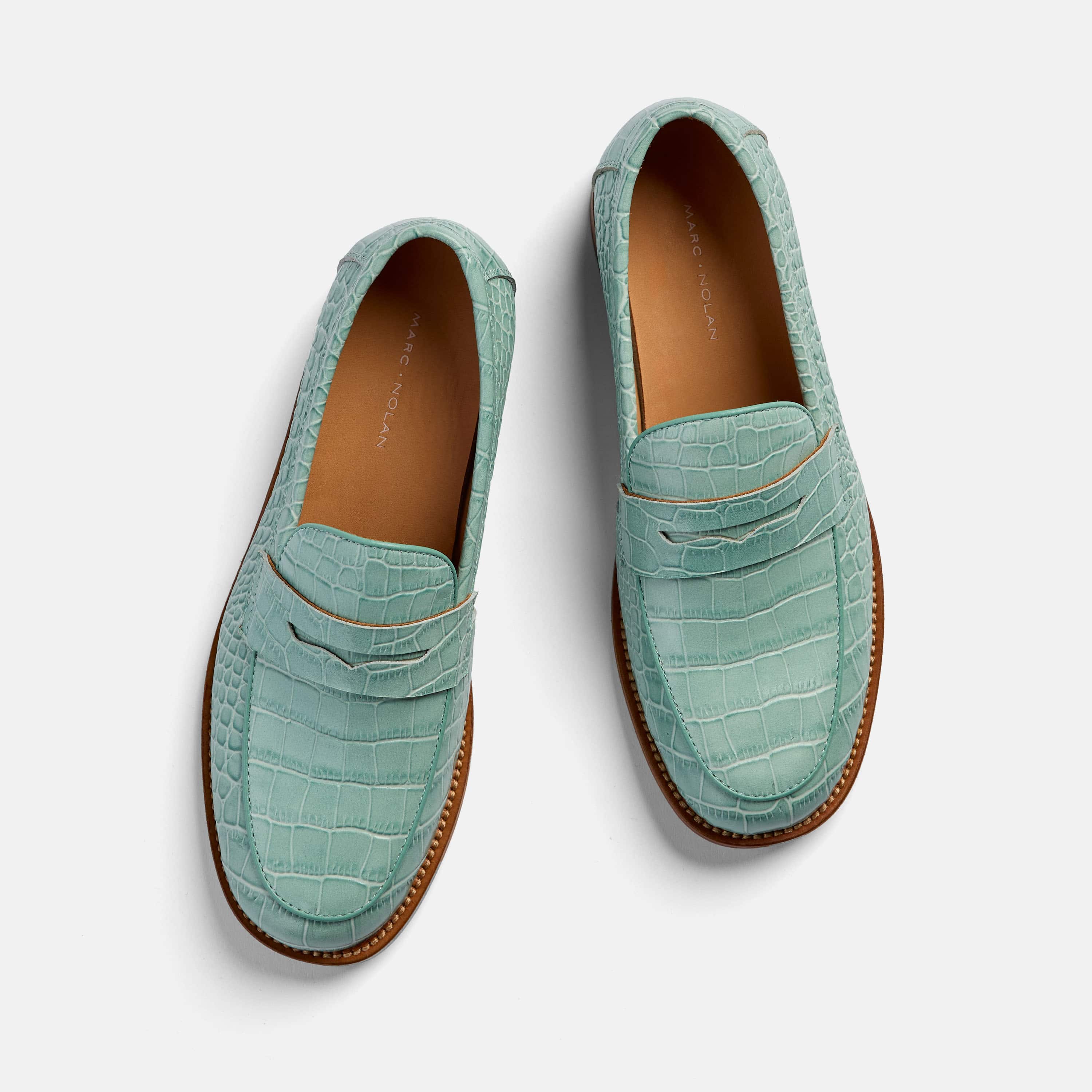 Ms. Calum Mint Blue Leather Penny Loafers - Image 5