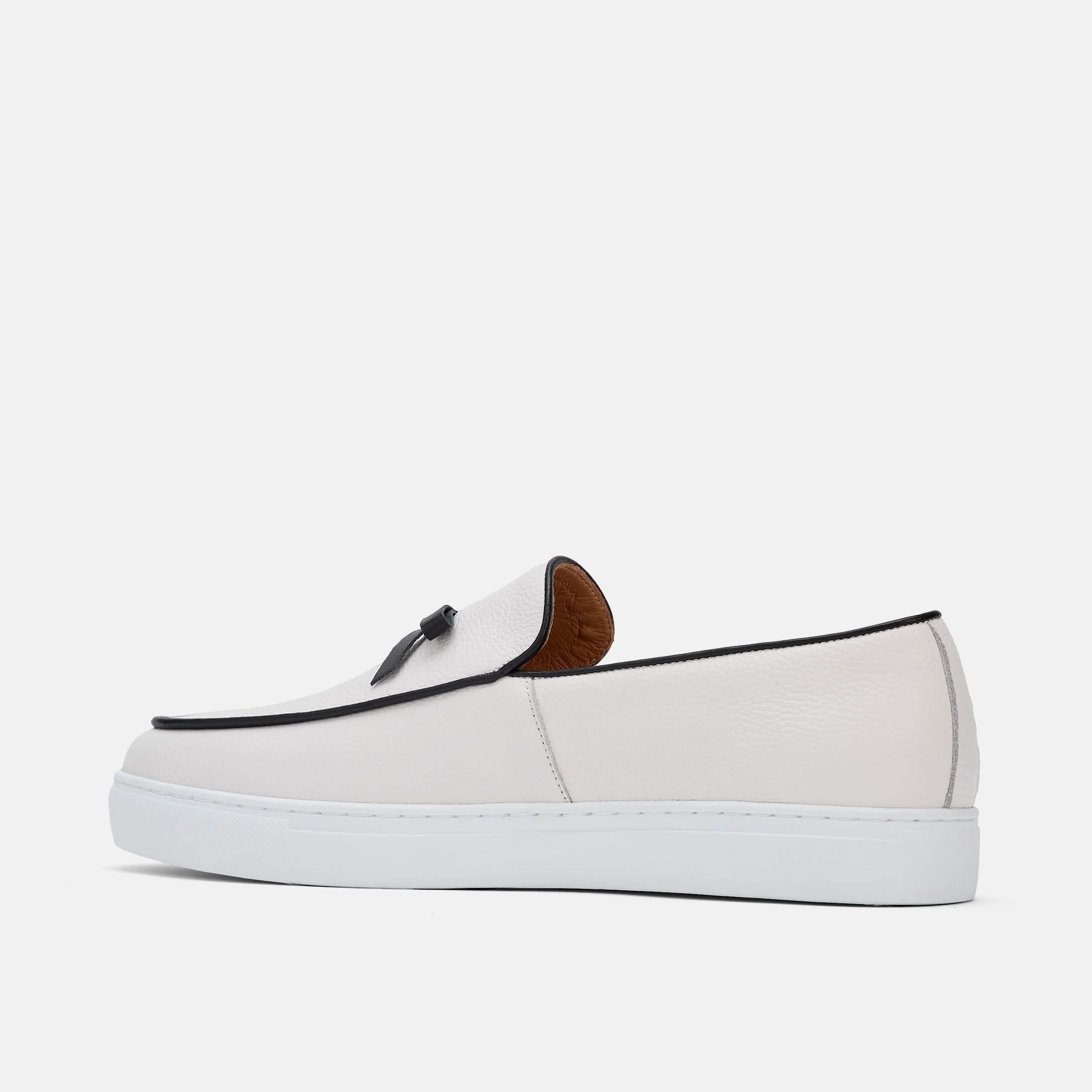 Odell White Leather Belgian Loafer Sneakers - Image 4