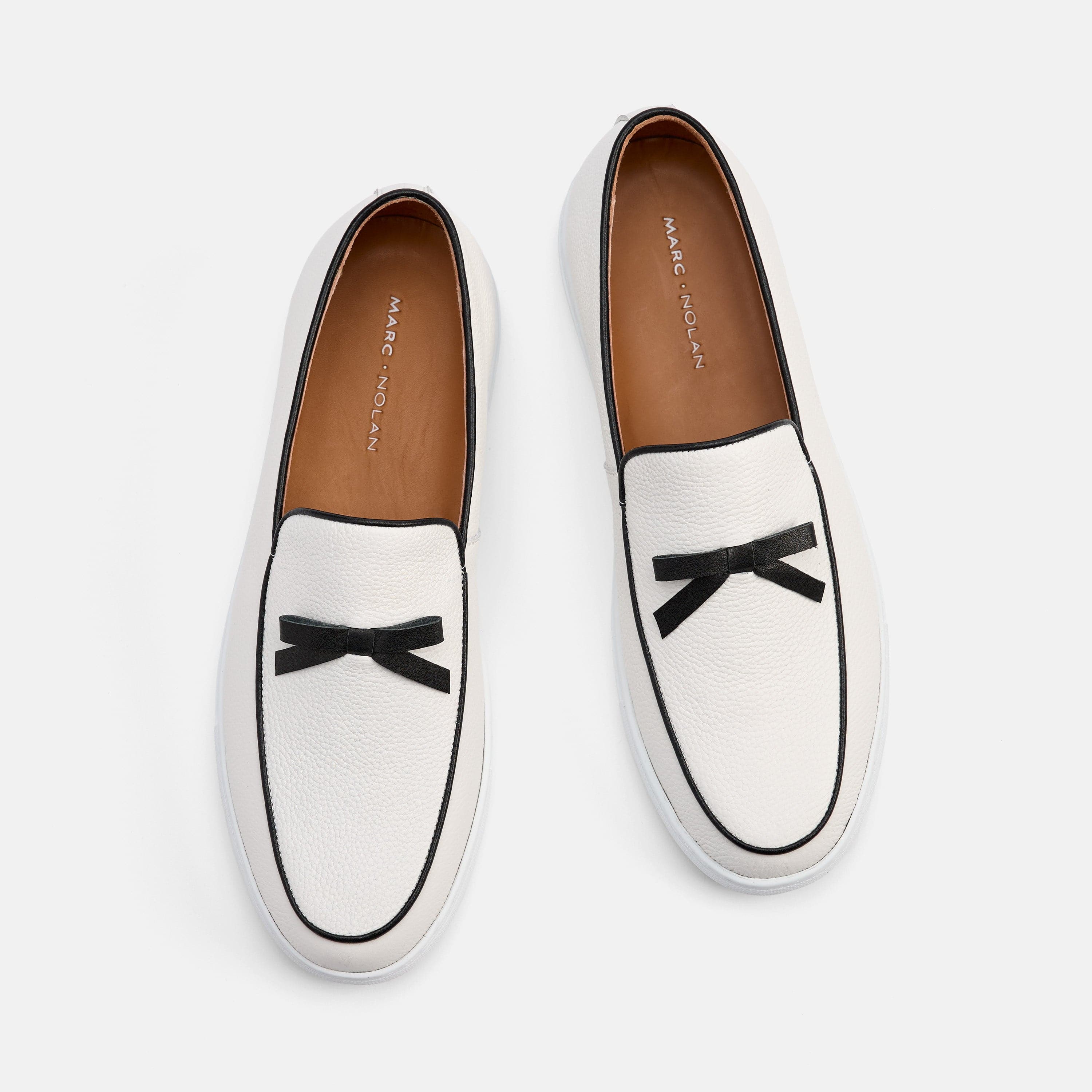 Odell White Leather Belgian Loafer Sneakers - Image 5