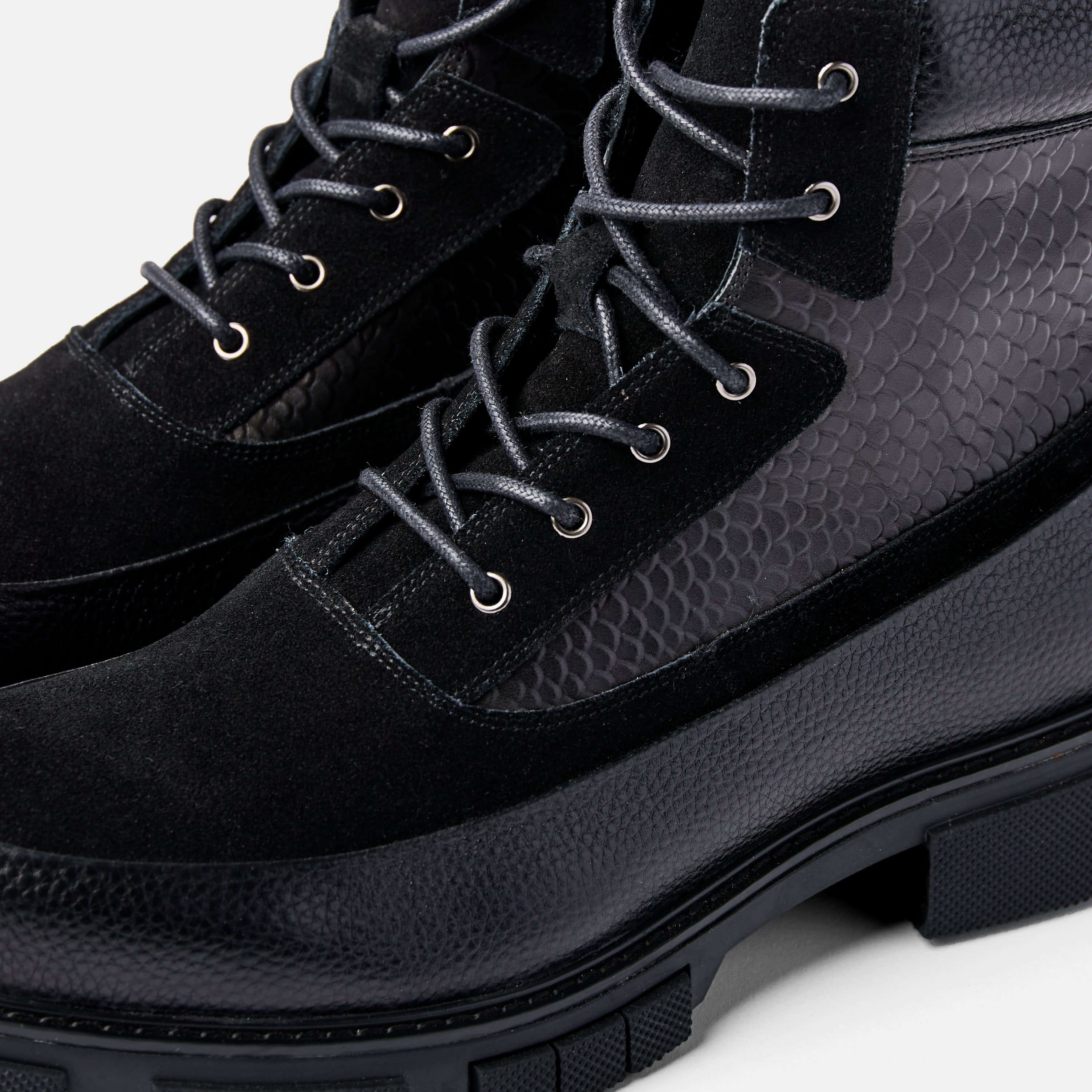 Otis Black Leather Combat Boots - Image 3