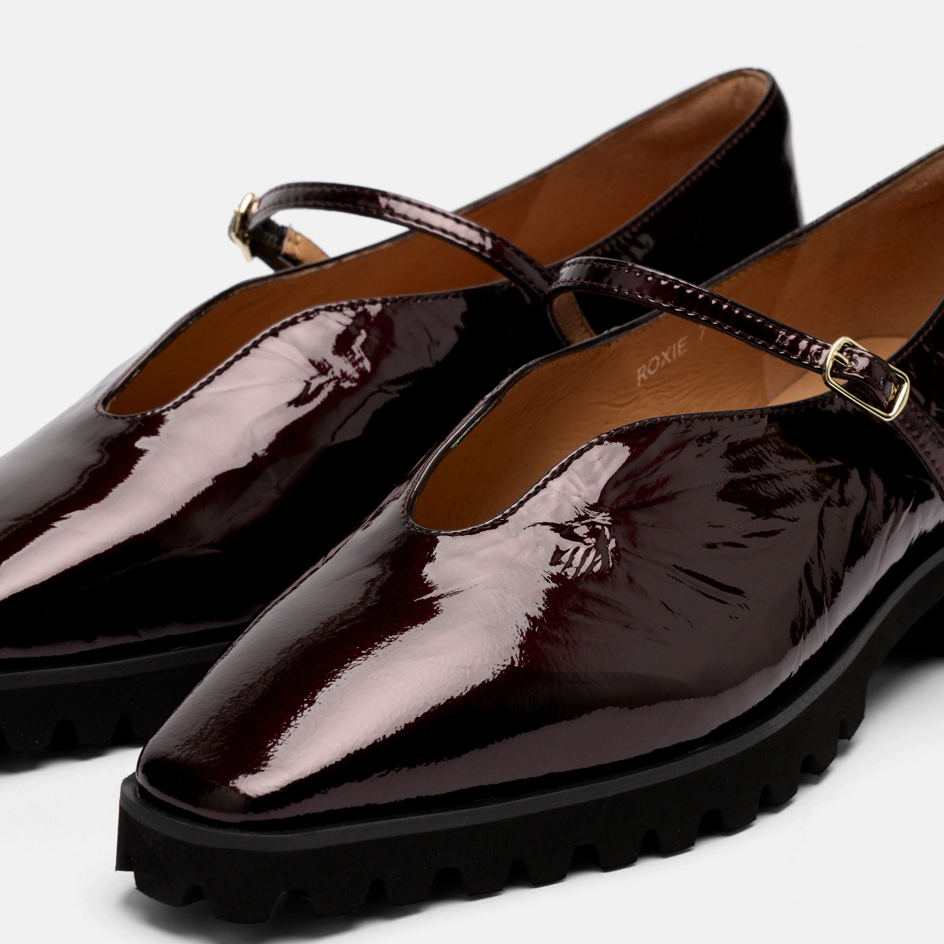 Roxie Wine Patent Leather Lug Mary Janes - Image 3