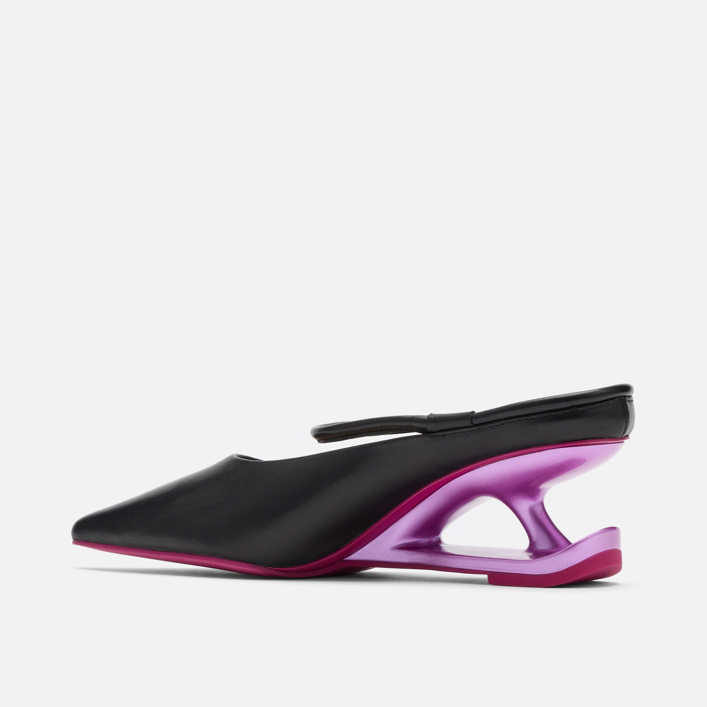 Sophia Black/Magenta Leather Strap Pumps - Image 4