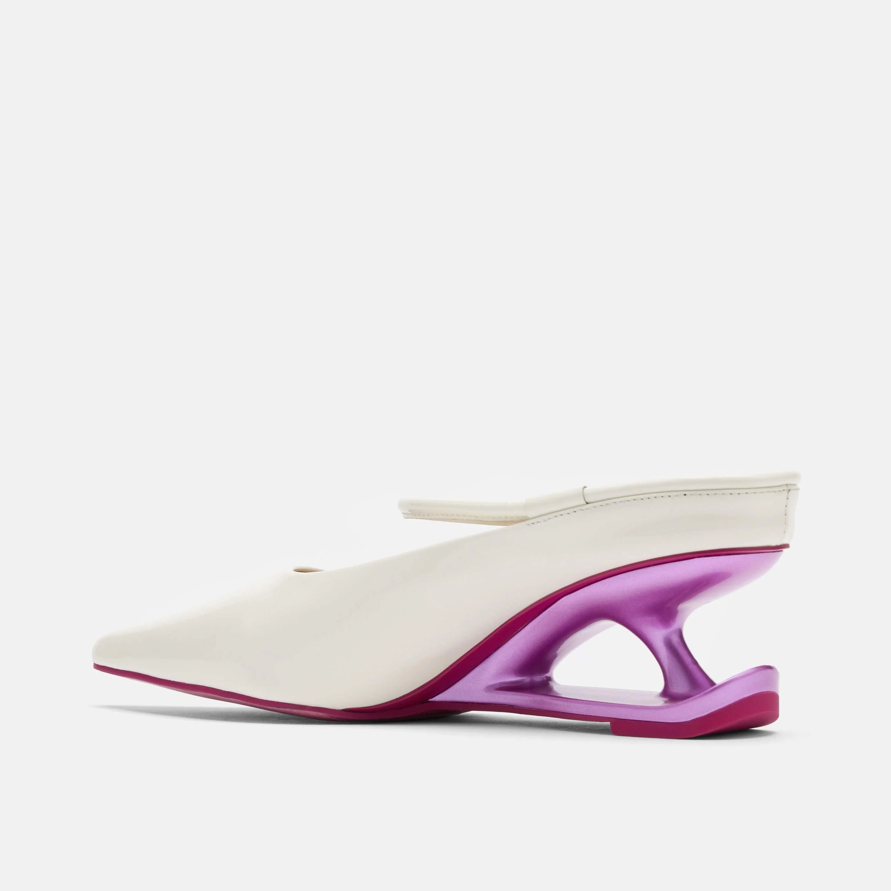 Sophia Cream/Magenta Leather Strap Pumps - Image 4